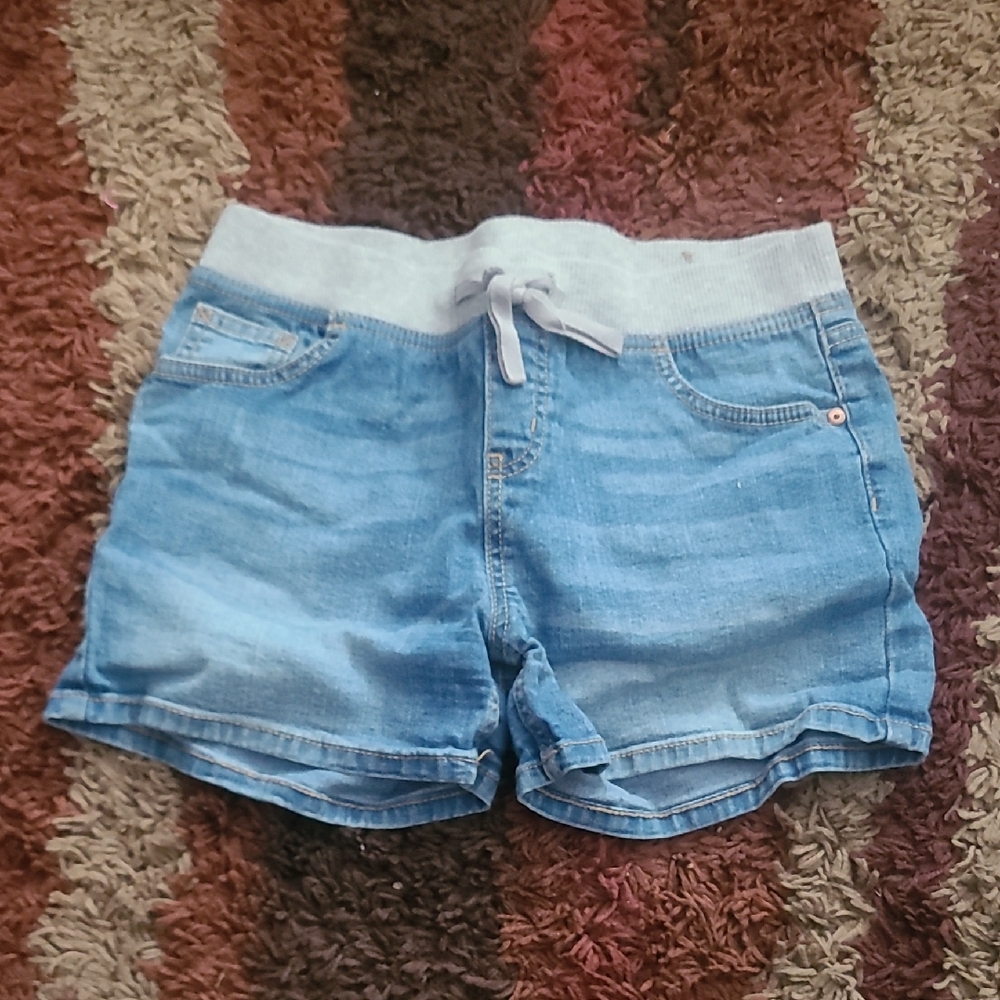 Justice Light Blue Jean Shorts with Gray Waistband